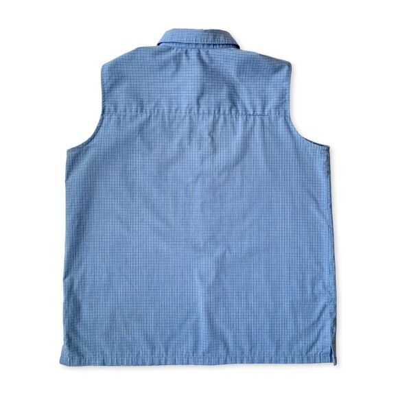 Vintage Alia Sleeveless Button Up Plaid Dress Shirt Blue Coastal Grandma Preppy - Picture 3 of 10